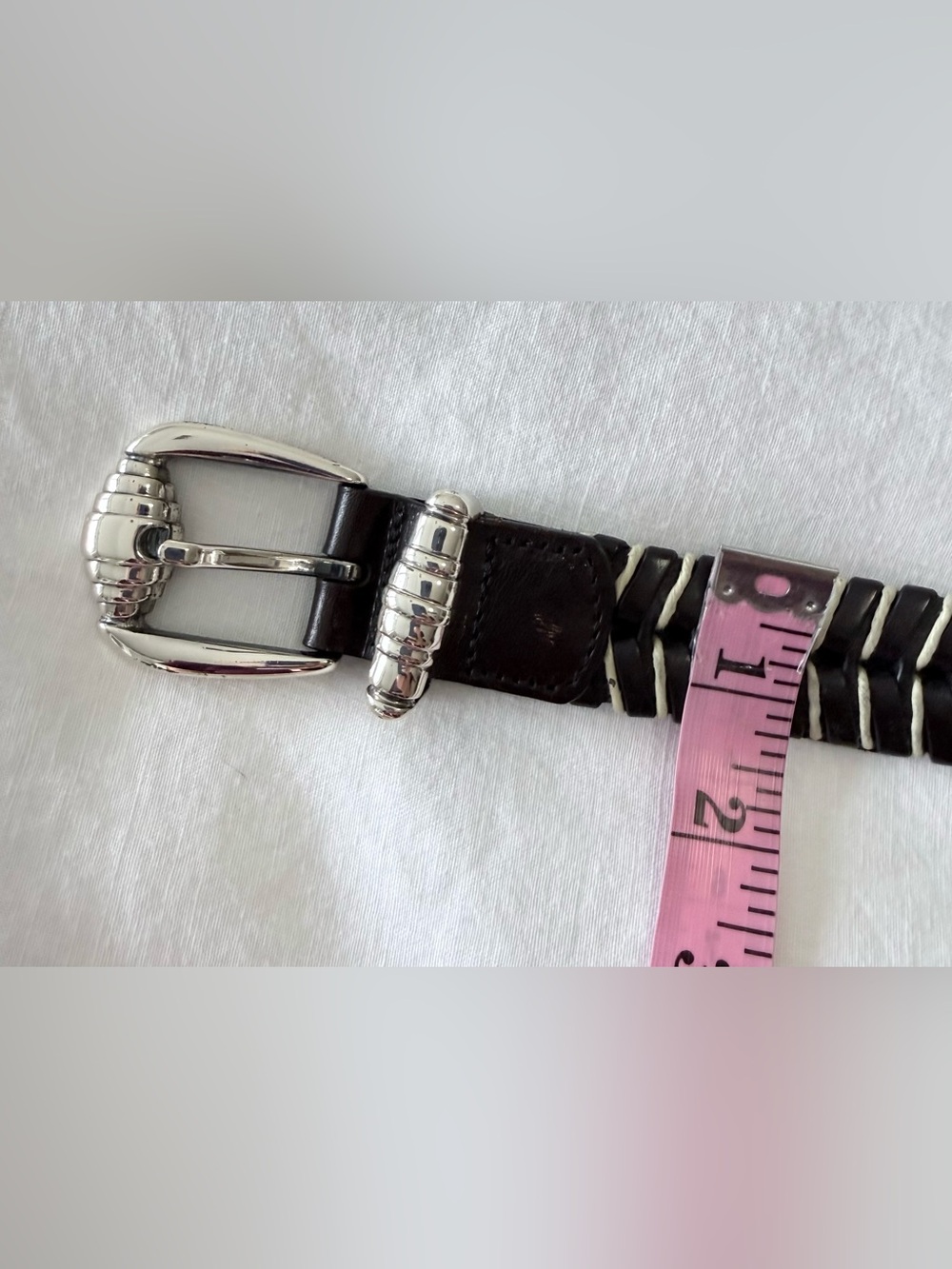 Tommy Bahama | Men’s 40 | Black Woven Braided Leather Spain Silver Tone Buckle - Picture 7 of 7